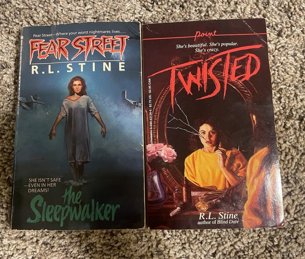 2 Vintage R L Stine Books Sleepwalker Twisted Paperback Horror Scary YA
